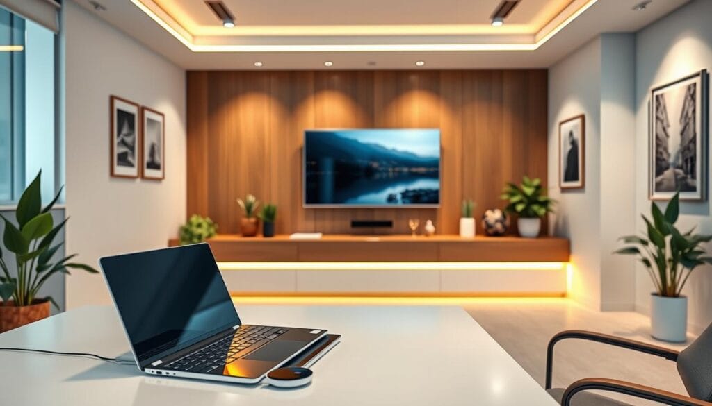technology integrations in modern home office decor