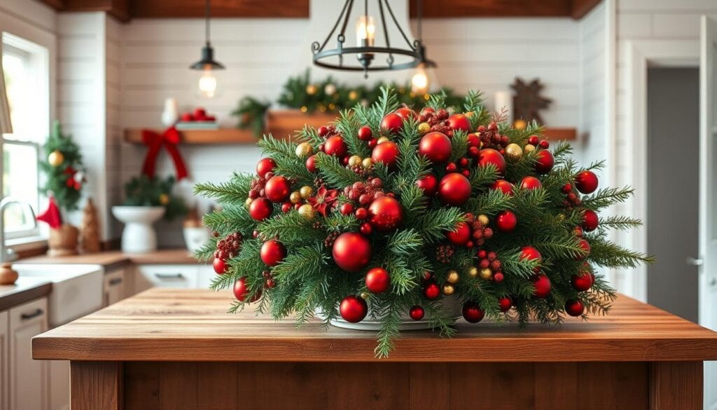 Christmas centerpiece for kitchen island