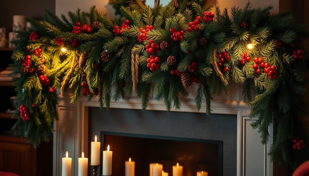 Christmas fireplace garland ideas