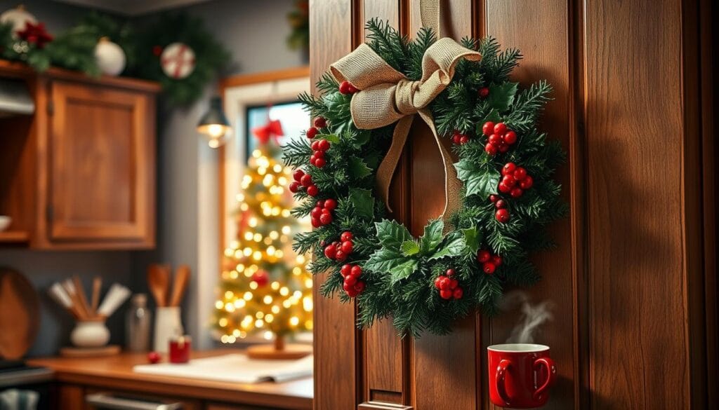Christmas kitchen decor inspiration with wreath