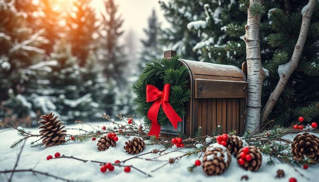 Christmas mailbox with natural elements