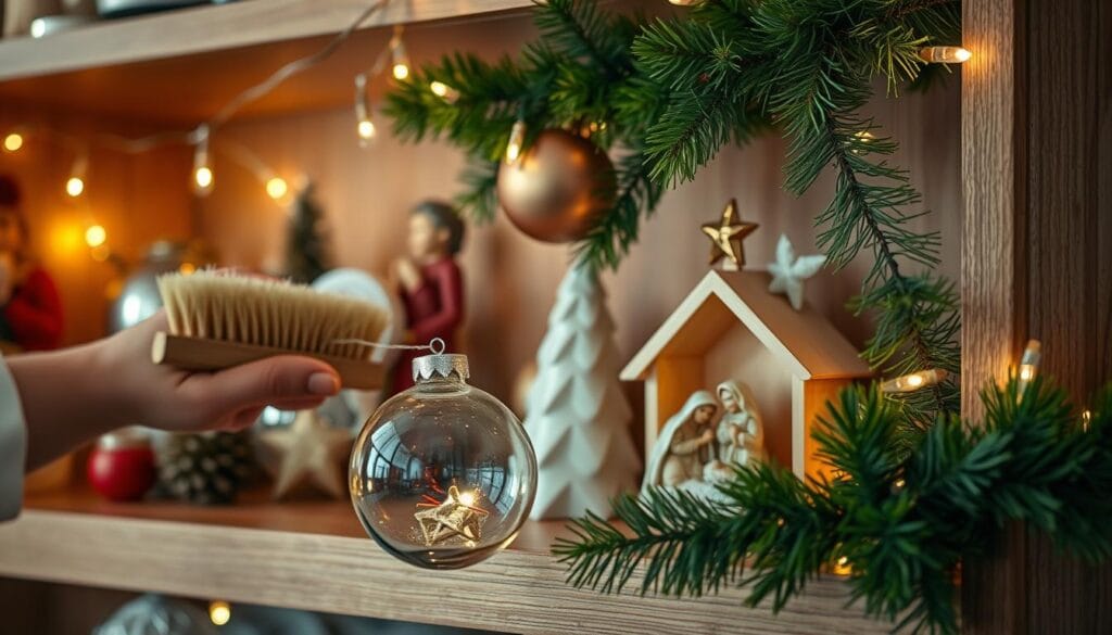 Christmas shelf decor maintenance