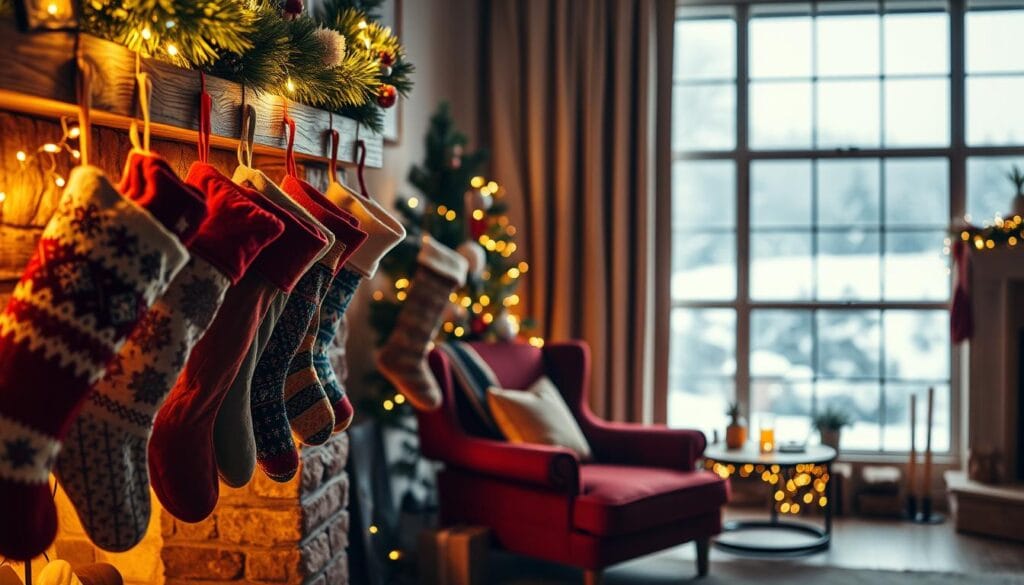 Christmas stocking display