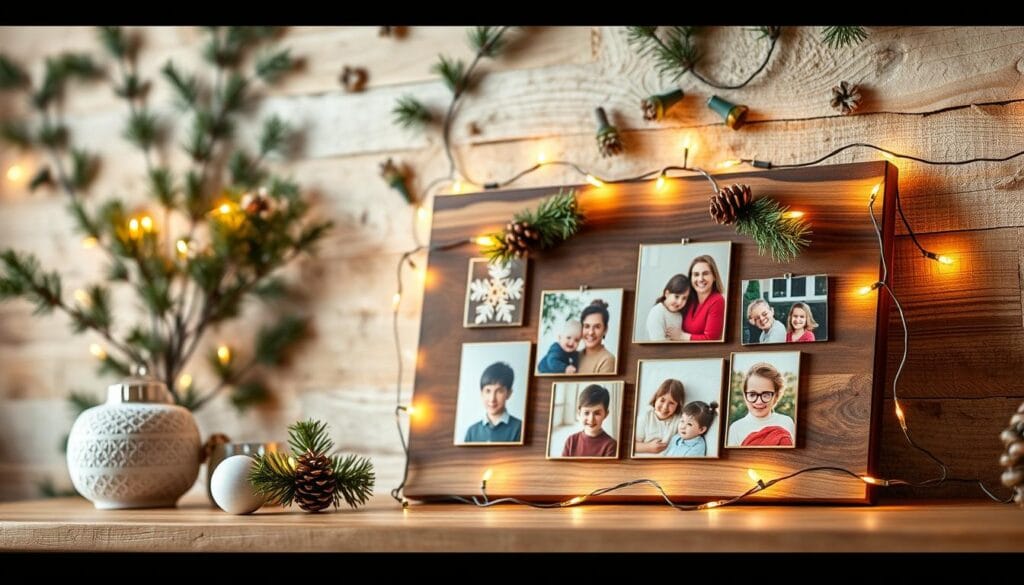 DIY Christmas family photo display
