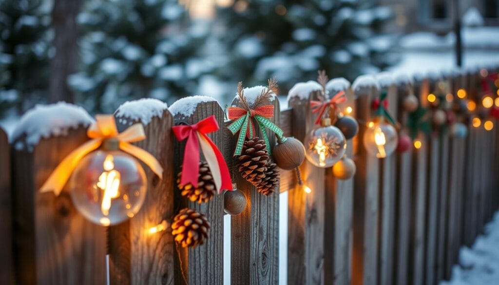 DIY Christmas fence ornaments