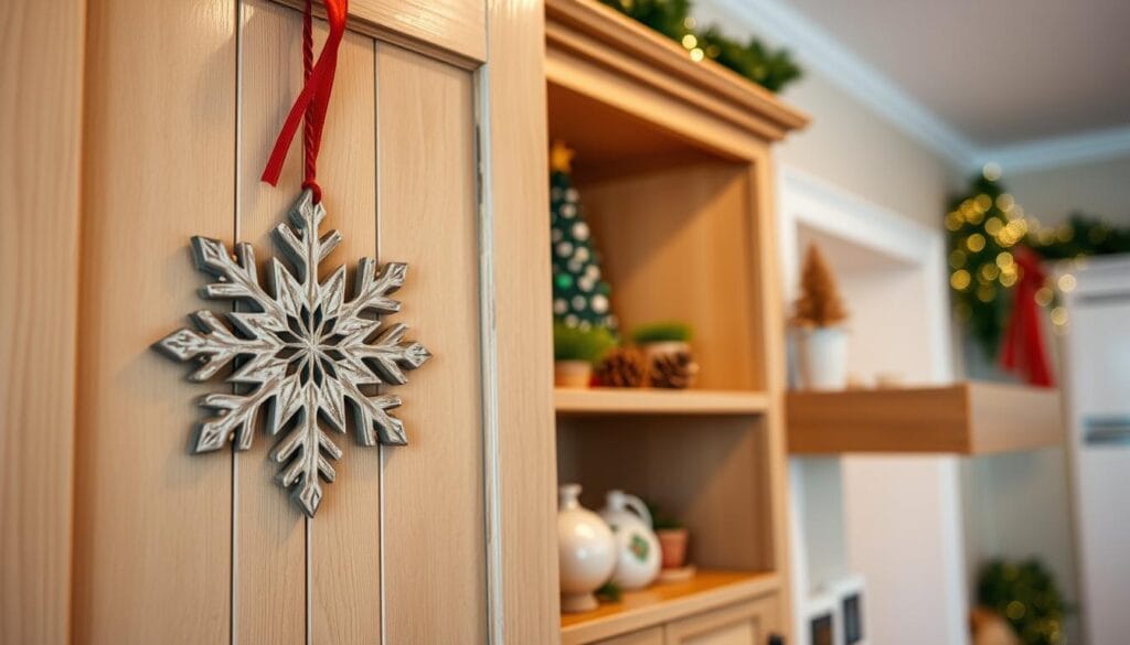 DIY Christmas kitchen cabinet decor