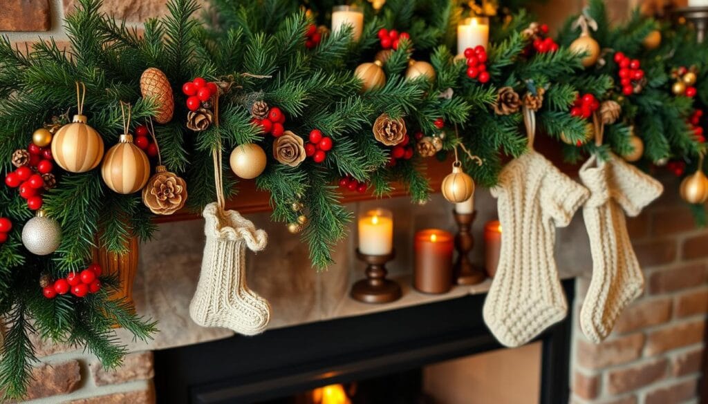 DIY Christmas mantel decor
