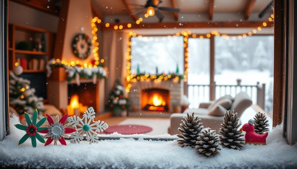 DIY Christmas window decor with kids