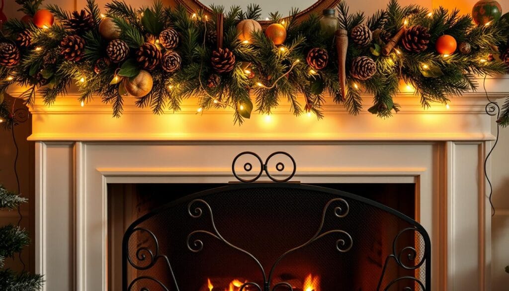 DIY christmas mantel decor