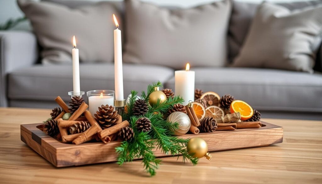 DIY coffee table Christmas centerpieces