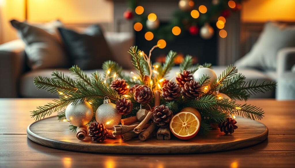 DIY coffee table Christmas centerpieces