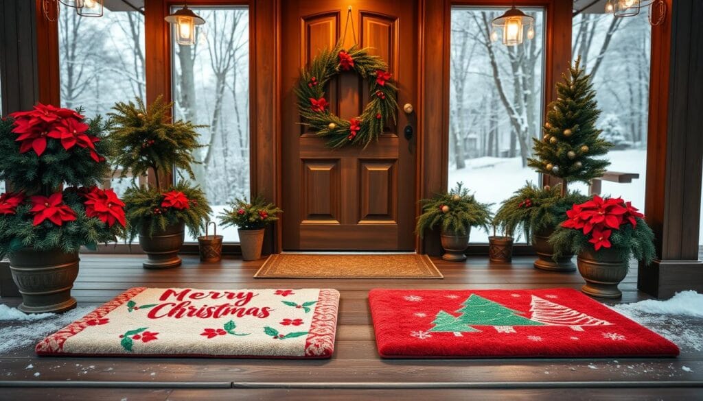 DIY holiday curb appeal with festive entryway mats