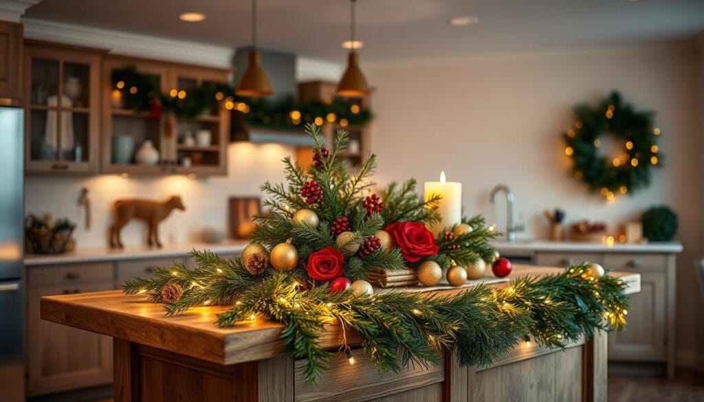 DIY kitchen island holiday decor