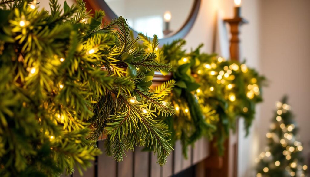 DIY lighted garland with greenery