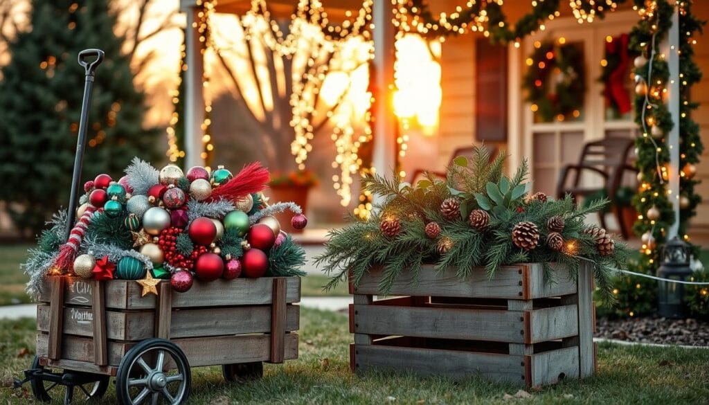 Repurposed outdoor Christmas decor