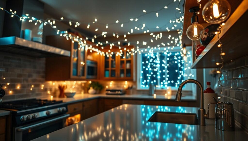 Twinkling kitchen lights
