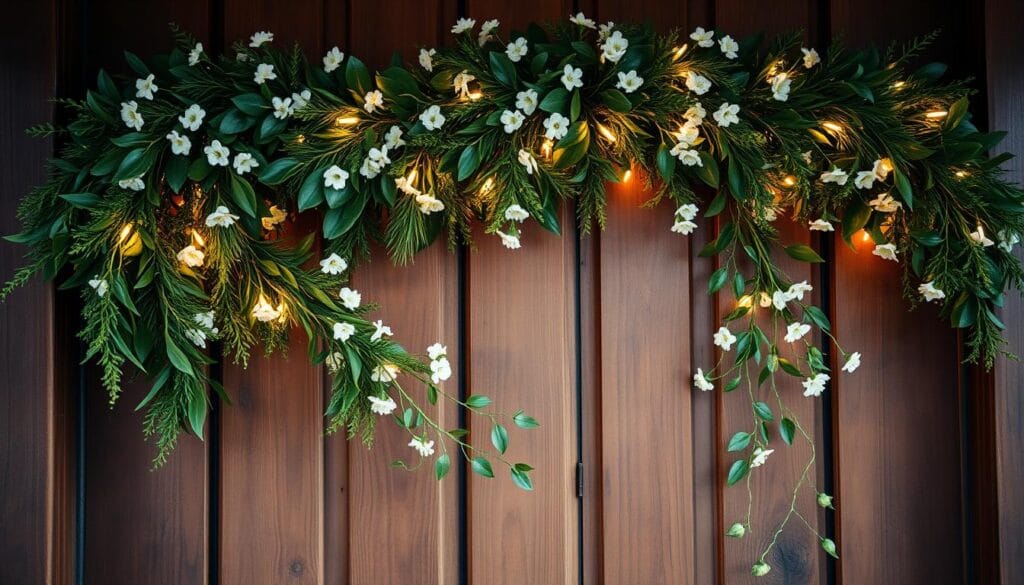 asymmetrical garland swag