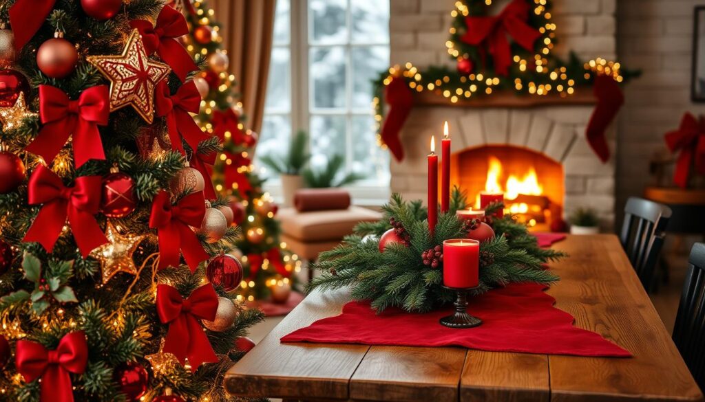bold red and burgundy holiday accents