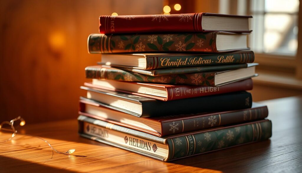 book stack holiday symbols