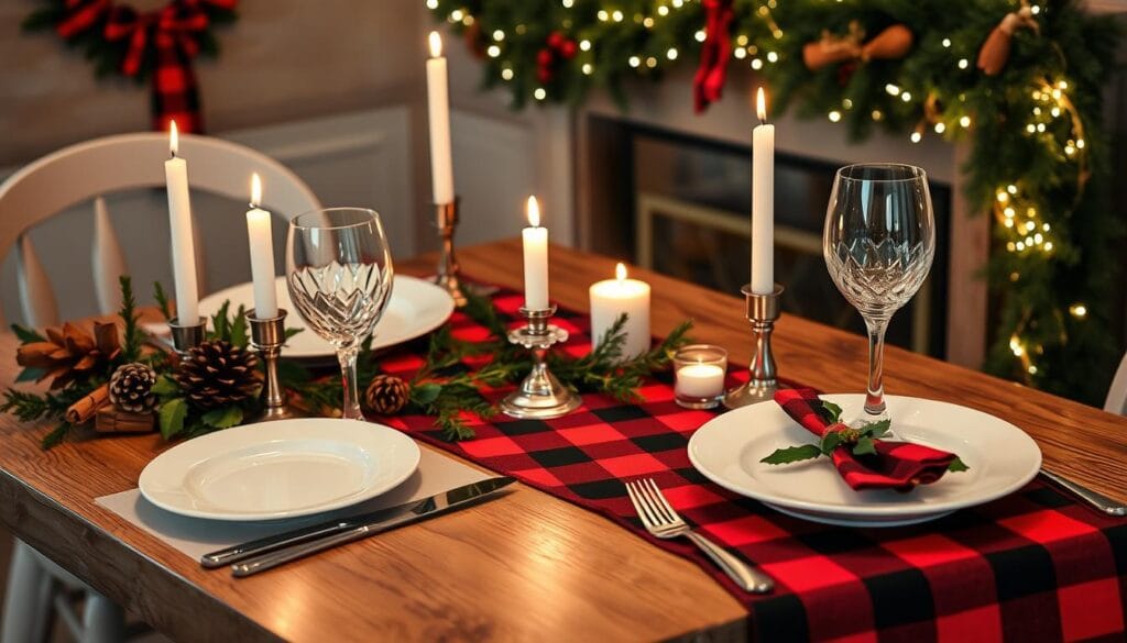 buffalo check christmas table setting