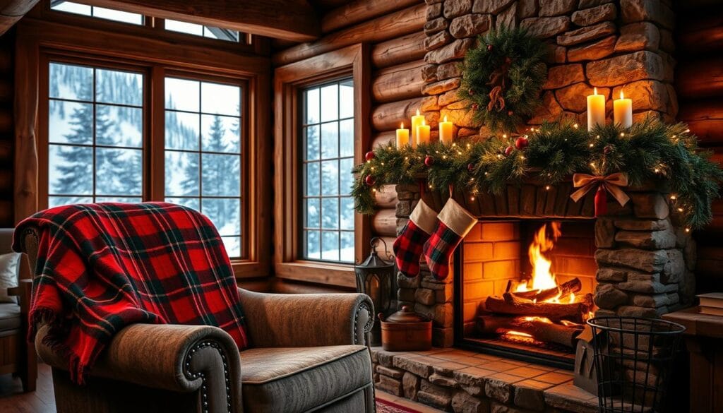 cabin themed christmas display