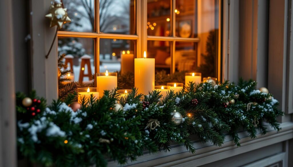 candlelit window display