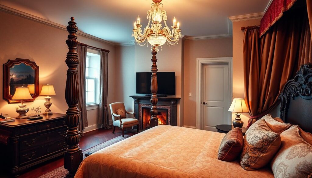 castlecore bedroom with modern tech