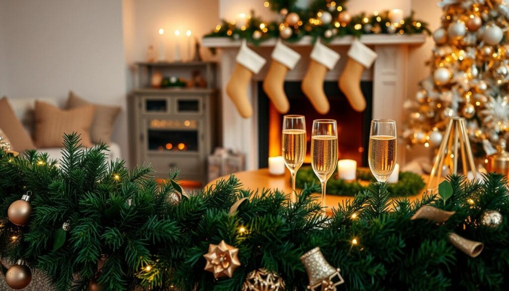 champagne themed christmas decor