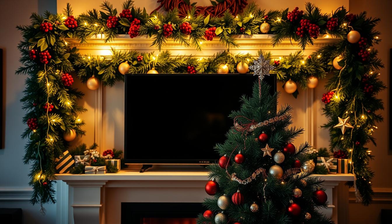 christmas decor ideas fireplace with tv