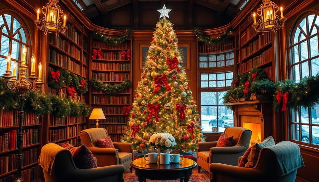 christmas decor ideas for library