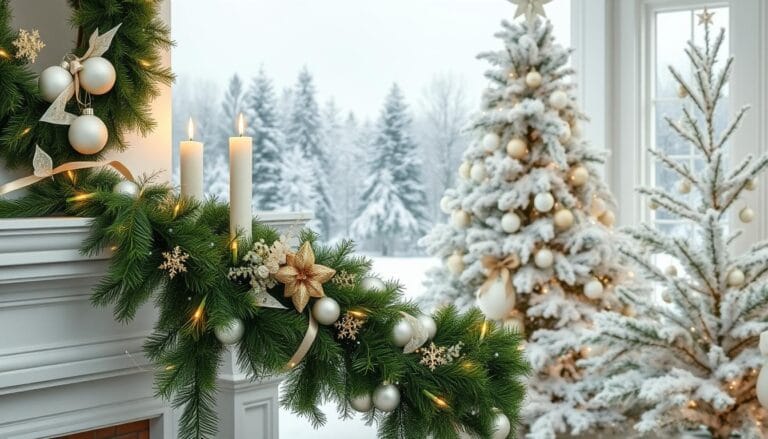 christmas decor ideas white and green