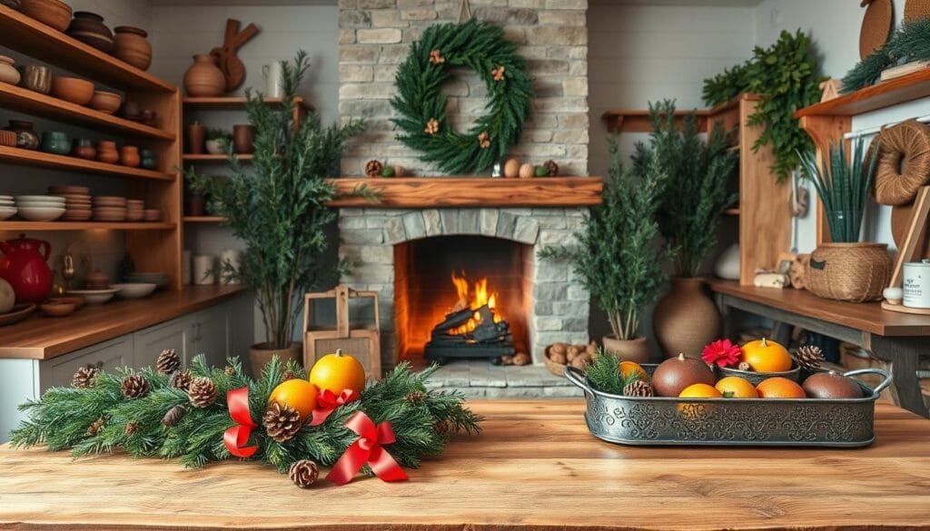 christmas kitchen decor ideas with natural elements