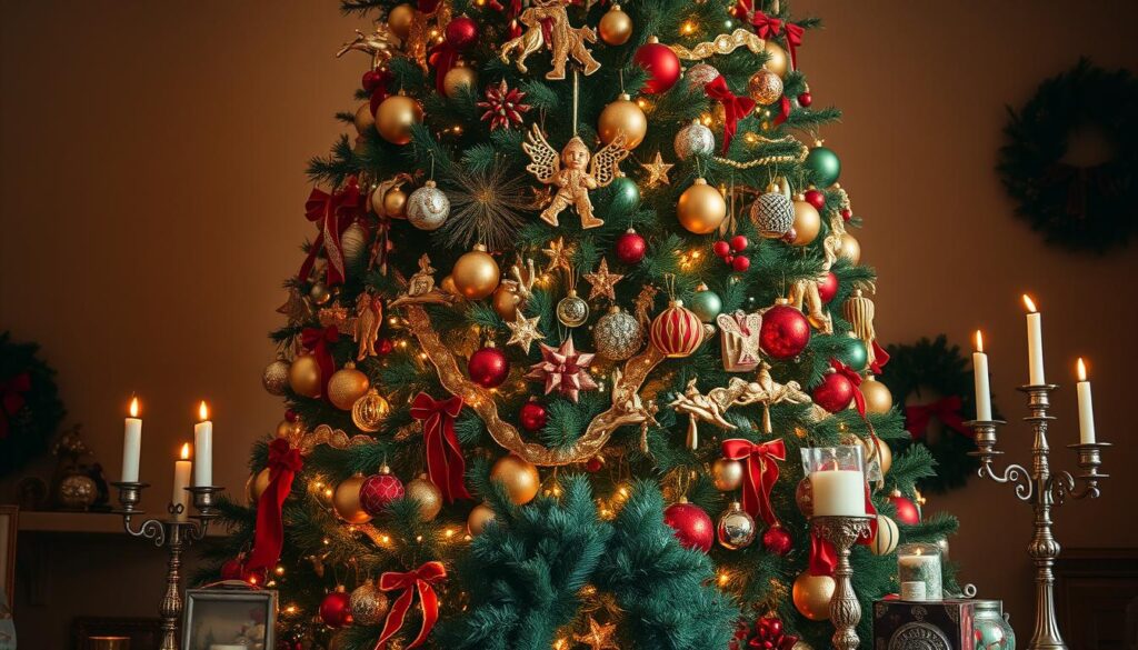 christmas tree with traditional ornaments