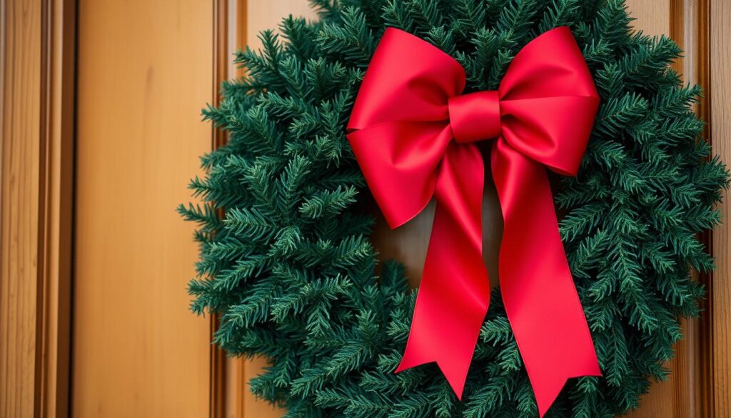 classic evergreen wreath with bow