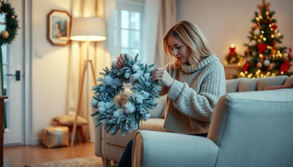 cleaning flocked Christmas decor