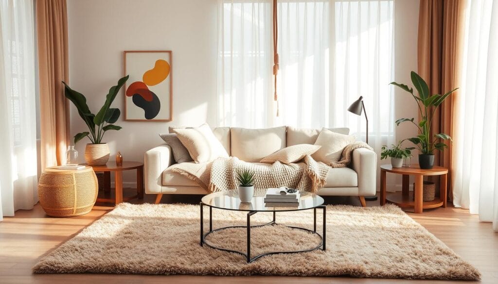 contemporary decor with rugs and textiles