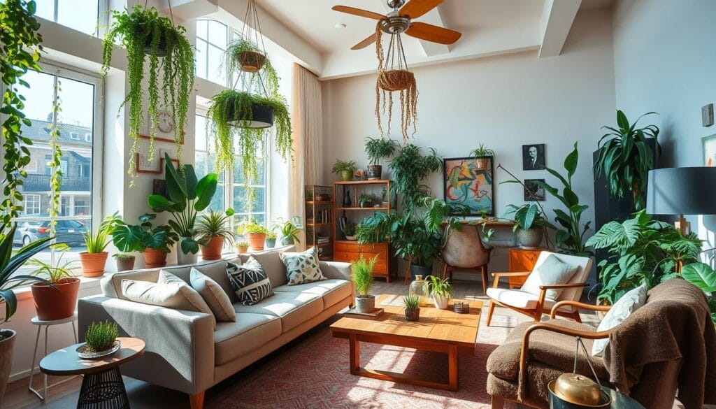 contemporary eclectic design with plants