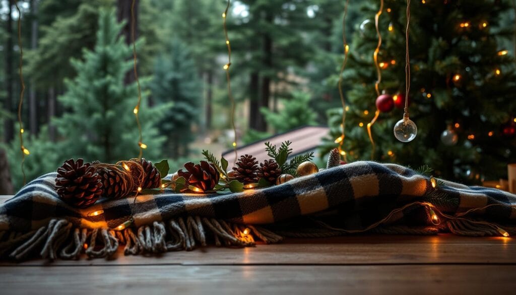 cozy Christmas decor with string lights