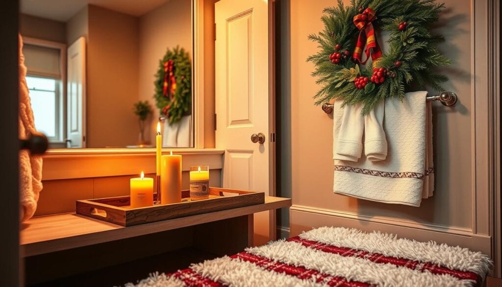 cozy christmas decor for guest bathroom