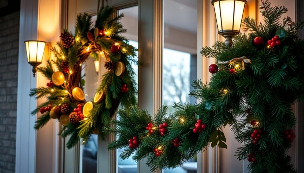 cozy entryway wreath and garland