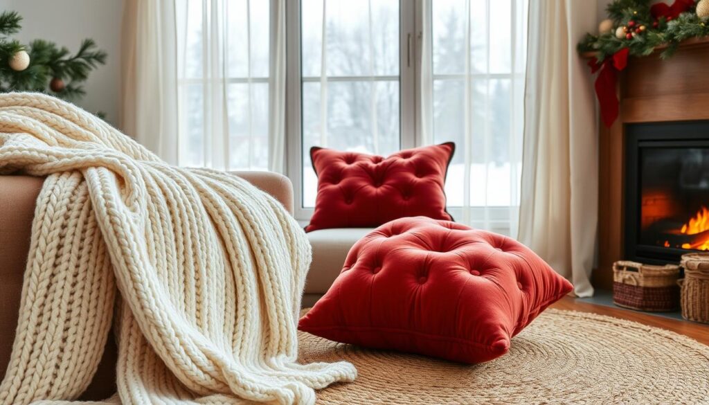 cozy holiday textiles