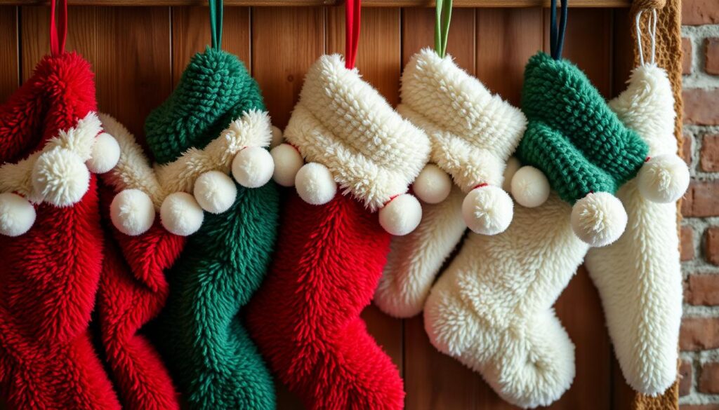 cozy pom pom lined stockings