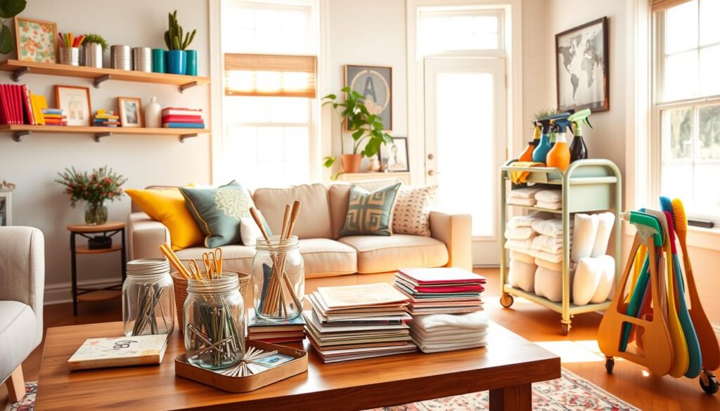 creative home organization with everyday items