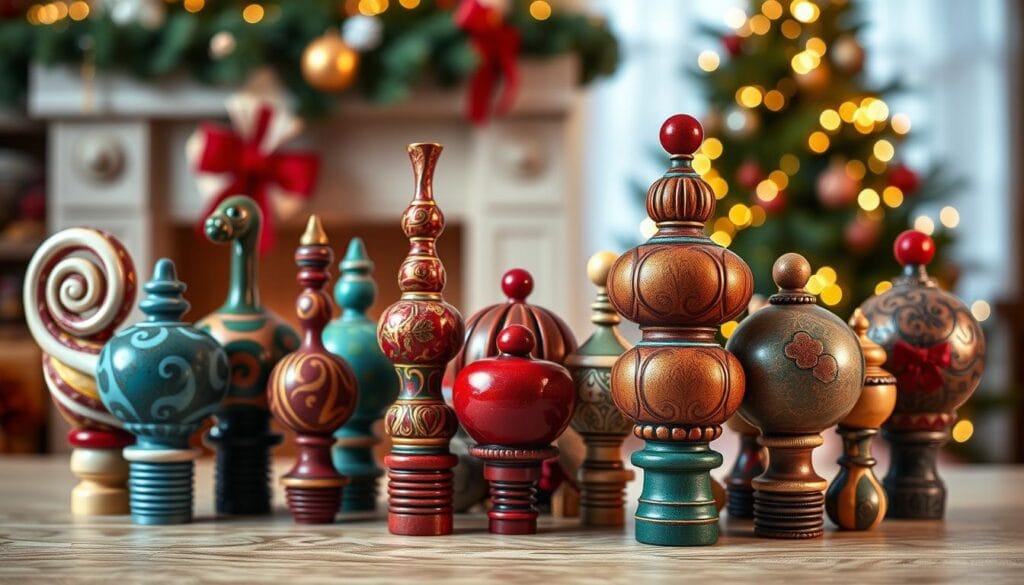 custom painted finial ornaments