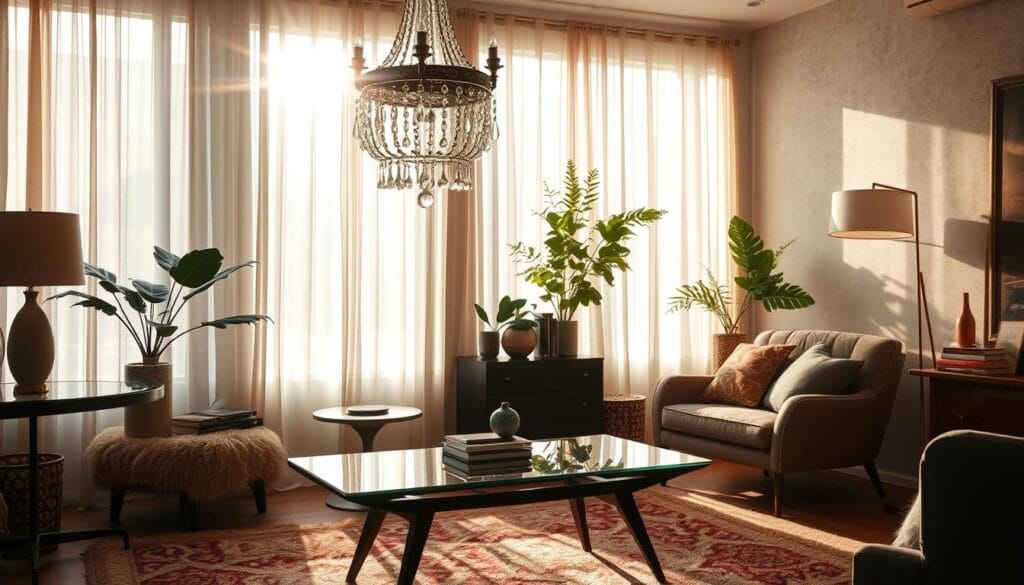 eclectic interior styling with unique lighting