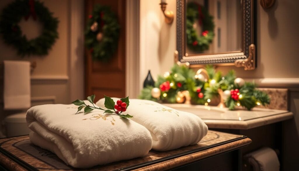 elegant christmas accents for guest bath