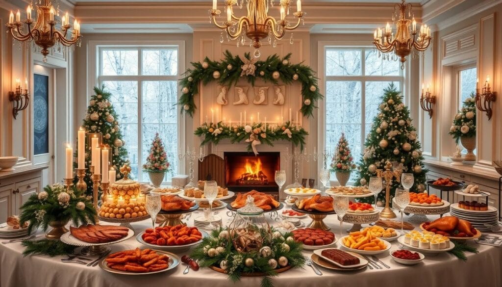 elegant christmas buffet decor