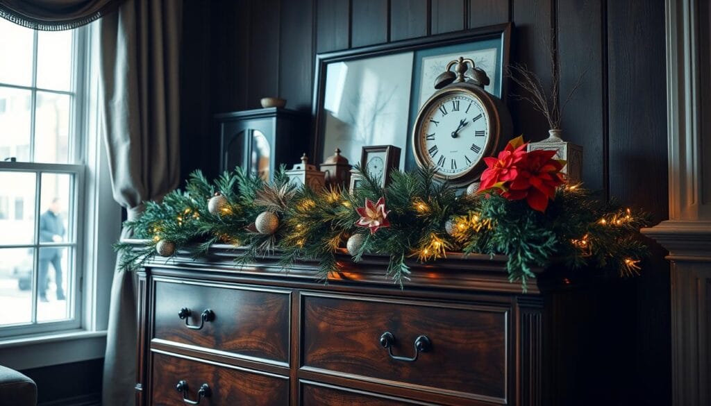 elegant holiday dresser styling