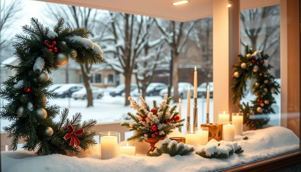elegant winter office window displays
