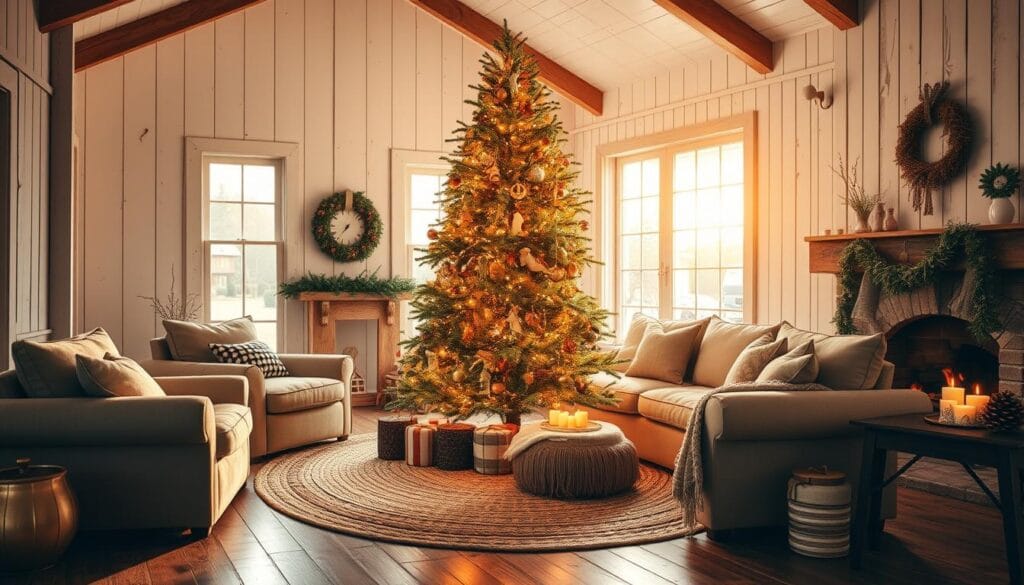 farmhouse Christmas tree placement